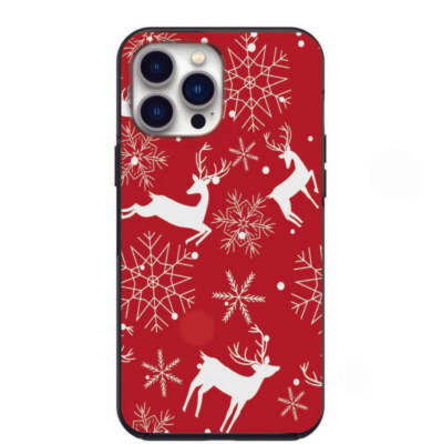 Red Snowflake Reindeers Design Phone Case for iPhone 7 8 X XS XR SE 11 12 13 14
