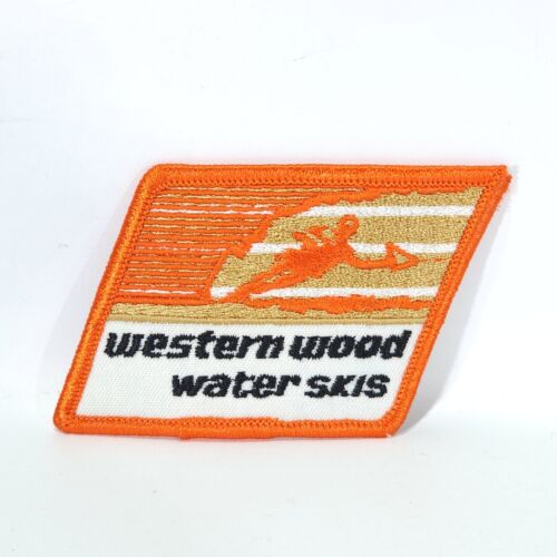 Vintage 1970er Jahre Western Holz Wasserski Patch Orange Wassersport Bootfahren selten Neu aus altem Lagerbestand - Bild 1 von 3