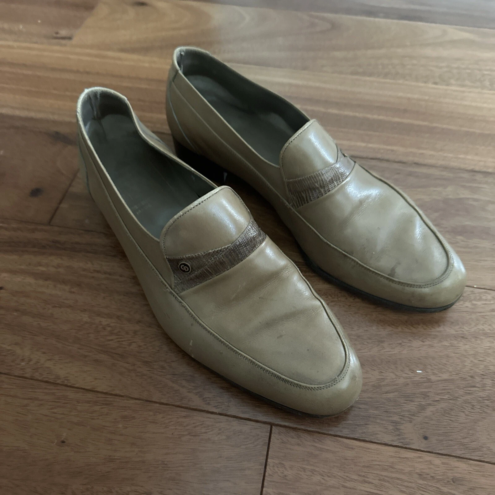 Chaussures mocassins homme Christian Dior cuir beige clair pointure 10 vintage