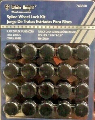 White Knight 743850 M14-2.0 R.H. Black Duplex Spline Acorn 13/16''X7/8'' Key Hex