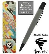 Retro 51 #VRR-S2422 Nardo Grey Twist Action Stealth Series Tornado Rollerball