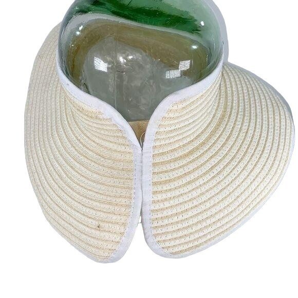 Nautica White & Tan Striped Wide Brim Sun Hat | eBay display picture 1