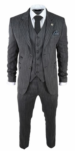 Abito Gessato Grigio da Uomo 3 Pezzi Tweed Classico Blinders Gatsby  Sagomato | eBay