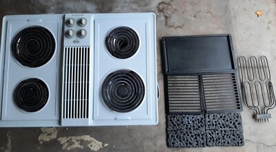 Jenn Air 4 Burner Electric Downdraft Cooktop White CVE4270W W/ Attachments  Works | eBay