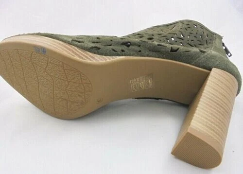 Sommerstiefeletten Schuhe Sommerstiefel Stiefelette Peeptoe Leder khaki 42 8 - Bild 3 von 3