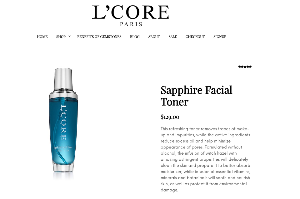SAPPHIRE FACIAL TONER FACE TONER L'CORE PARIS OVERSTOCK 4OZ ORGANIC ...