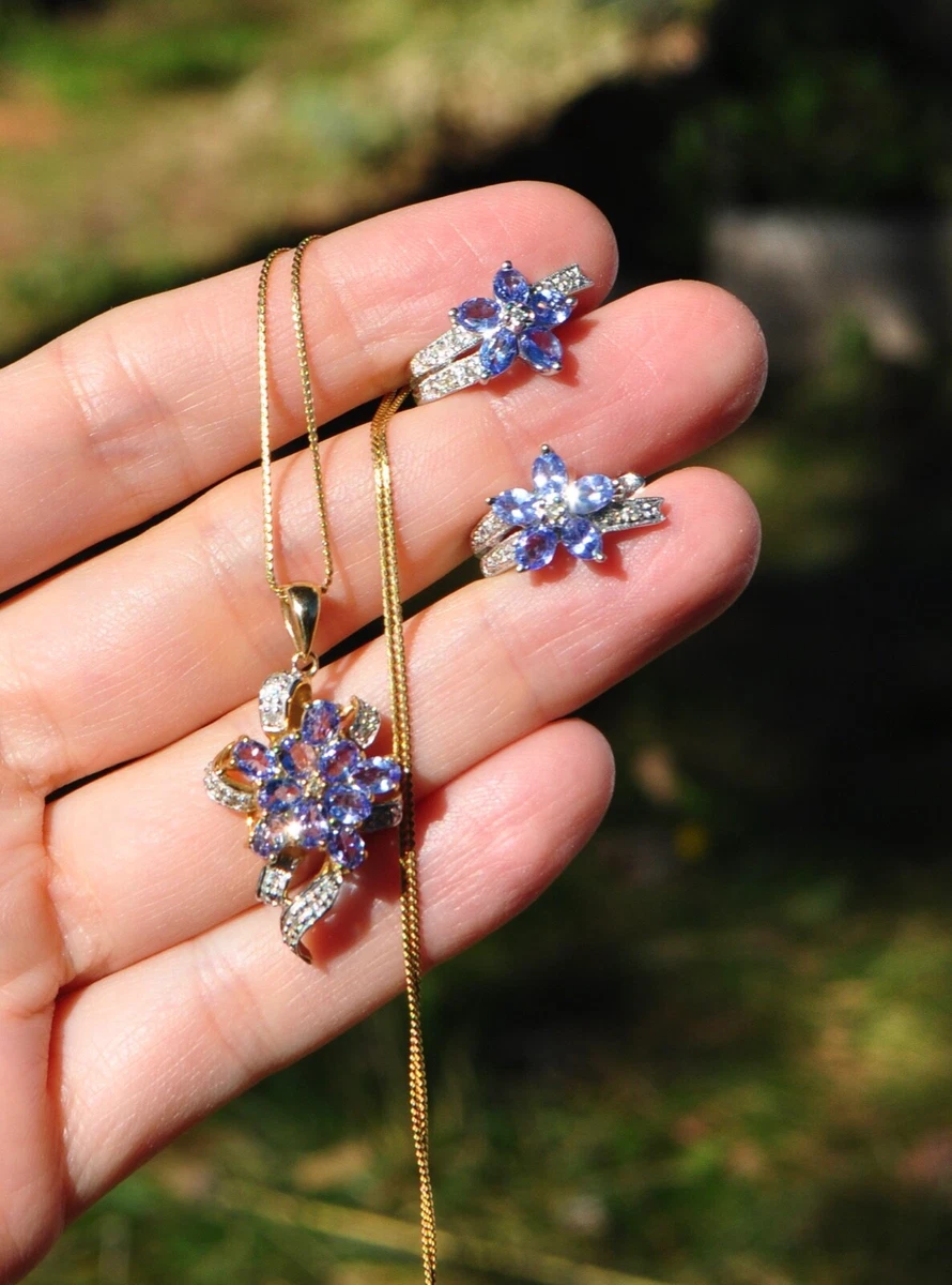 Tanzanite flower earrings online