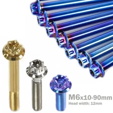 M6X10-90mm Titanium Screws Flange Blue purple/Gold/Burnt blue  Bicycle Fastener