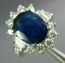 LARGE 4.57CT DIAMOND  AAA SAPPHIRE 14KT WHITE GOLD OVAL ENGAGEMENT RING 26664