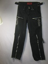 Tripp NYC Women  s Black D-Ring Goth / Zippers -Punk Pants Size 1 - 28 x 30