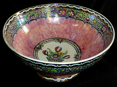 Wunderschöne antike Newhall Boumier Ware Art Deco Glanzgeschirr Fußschale um 1936