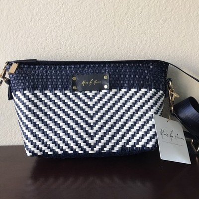 Mavis by Herrera  Bag  Blue White Crossbody Wide Removable strap New With Tag