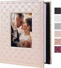 Photo Album 4x6 100 Pockets Small Leather Cover Picture Books Pink