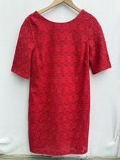 Monsoon Floral Lace Shift Dress Red Occasion Party Wedding Guest Womens UK 14