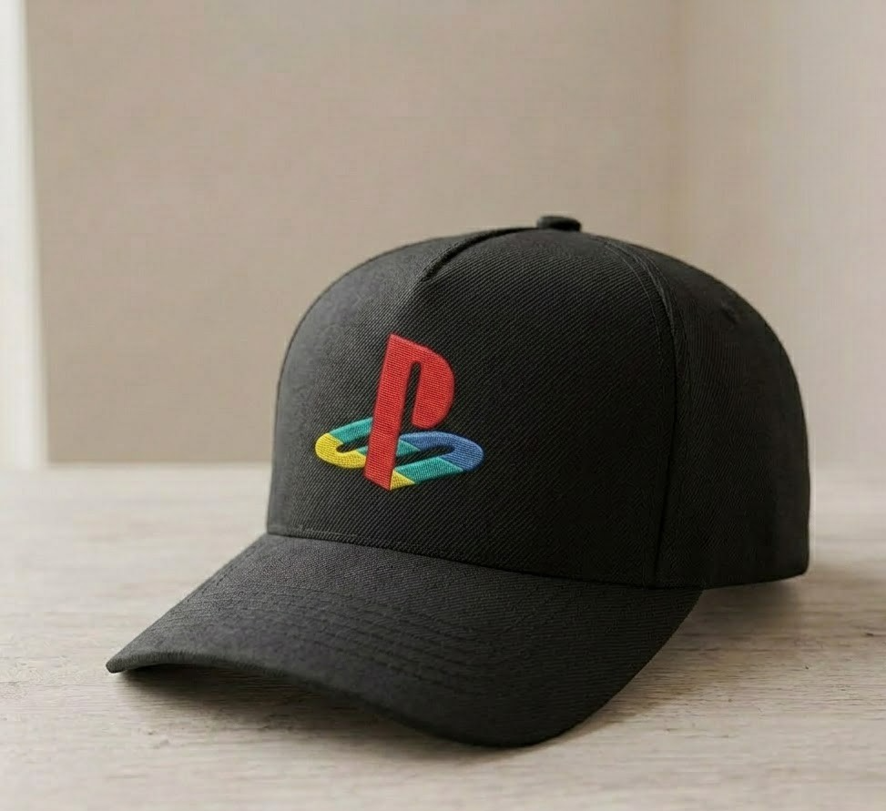 PlayStation Hat 2D Embroidered Logo Black Cap Adjustable One Size