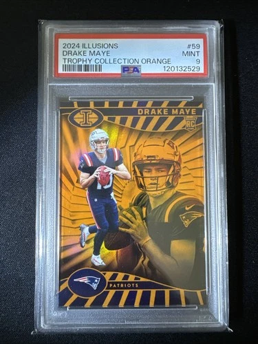 2024 Panini Illusions - Drake Maye #59 Trophy Collection Orange (RC) PSA 9