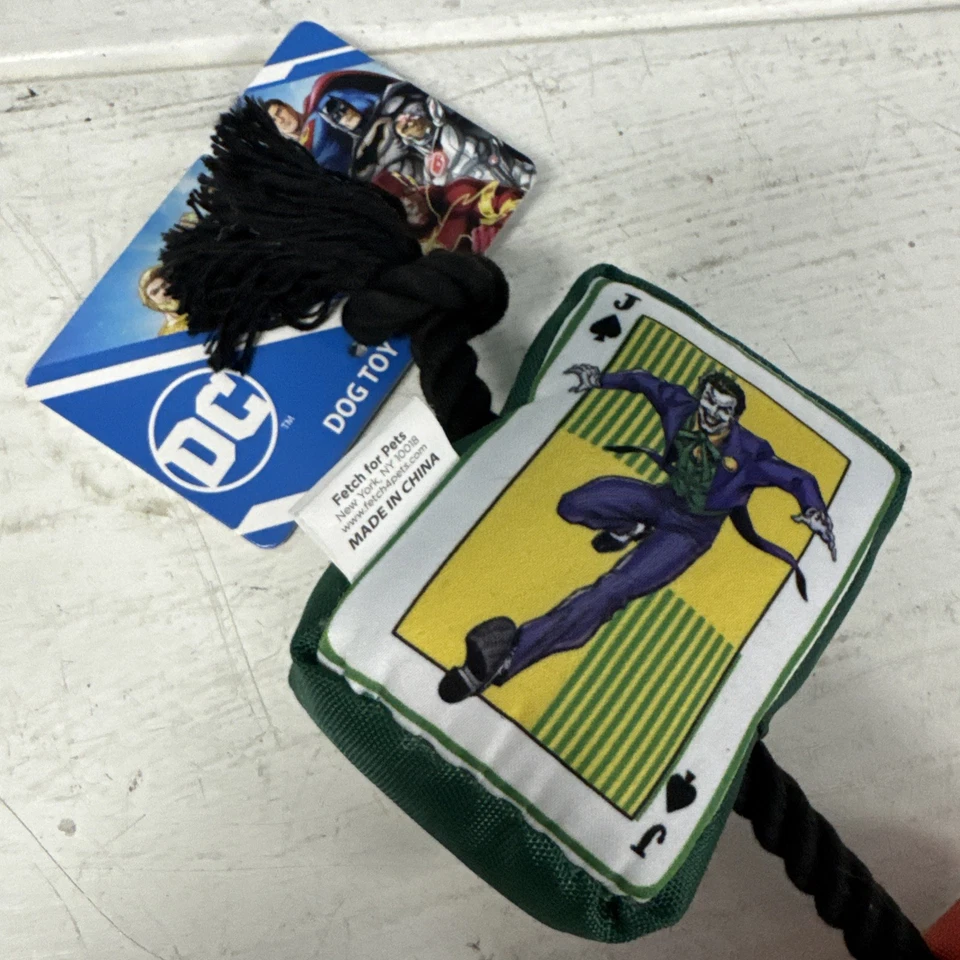 NEW Dog Toy DC Comics Joker Playing Cards 10" Plush Squeaker Rope Toy XS-M Dogs - Image 3 of 4