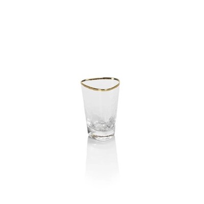 Aperitivo Triangular Stemware or Glassware - Clear with Gold Rim - Set of 6 S...