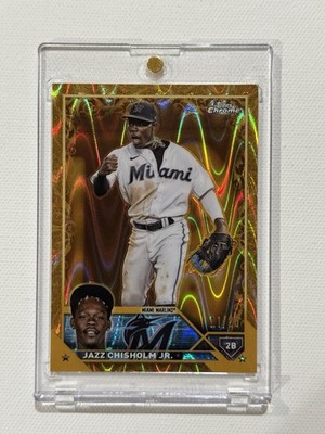 2023 Topps Gilded Jazz Chisholm Jr RayWave Gold Etch /25 #58 Marlins