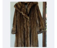 pelliccia zibellino russo lungo 80 cm maniche 50 cm marrone marrone glacé 