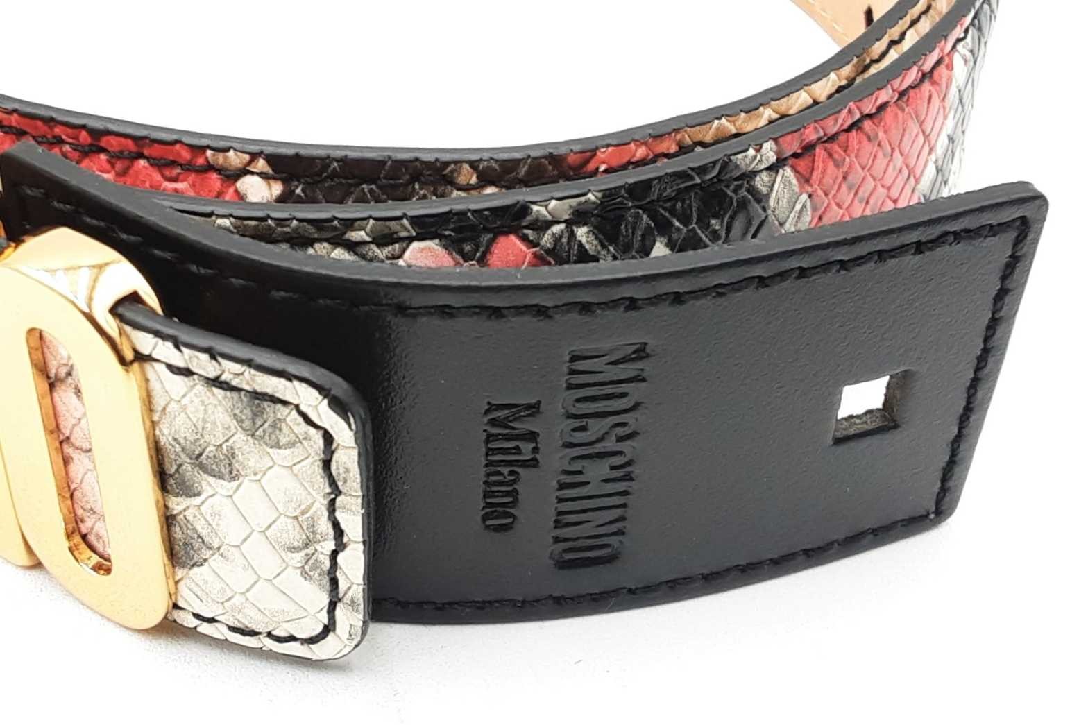 Moschino Logo Lettering Python Print Leather Belt… - image 5