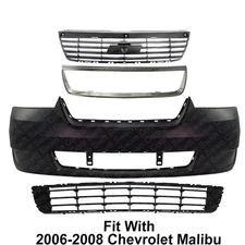 Front Bumper Cover & Grille Assembly Kit For 2006-2008 Chevrolet Malibu
