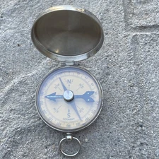 Vintage Antique Liquid Filled Germany Compass Camping Hiking Silver Hunter Case