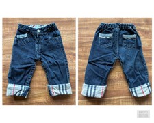 BURBERRY Unisex Infant Baby Slim Denim Blue Snap Button Jeans Pants Size 12 M