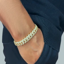 10mm Miami Cuban Link Bracelet Chain 18k Gold Plated Diamond Luxury Jewelry 8.5”