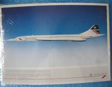 BRITISH AIRWAYS CONCORDE EARLY PICTURE PHOTO FACT SHEET 8 1/2 X 12 WRAPPED MINT