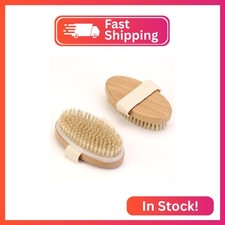 2Pcs Natural Bristle Exfoliating Brush, Body Scrubber for Lymphatic Drainage, Bl