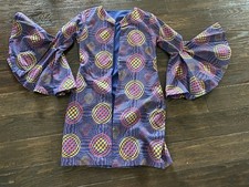 Kantha Kimono MOD Handmade Boho Purple Hippie Bell Sleeve Cotton Jacket Festival