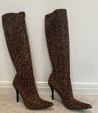 Stuart Weitzman Pull On Suede Leopard Sky Hig...
