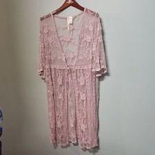 Delicate Blush Lace Robe