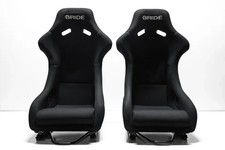 Bride Style Exas I Bucket Seats Black Full Cloth With Yellow Carbon Back 2
