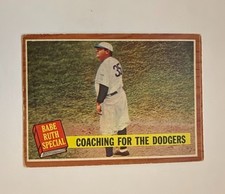 1962 Topps BABE RUTH Coaching for Dodgers #142 Vintage Baseball Card LA Dodgers