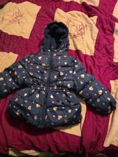 Pink Platinum Girls Heart Foil Printed Hooded Puffer Jacket with Fleece Size 2T