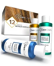  Metallic Acrylic Pouring Paint 12 Colors Pre Metallic 12 x 60ml (2 fl oz)