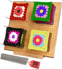 12.5" Crochet Blocking Board with Pegs 50 Pins - Granny Square Blocking Boards f