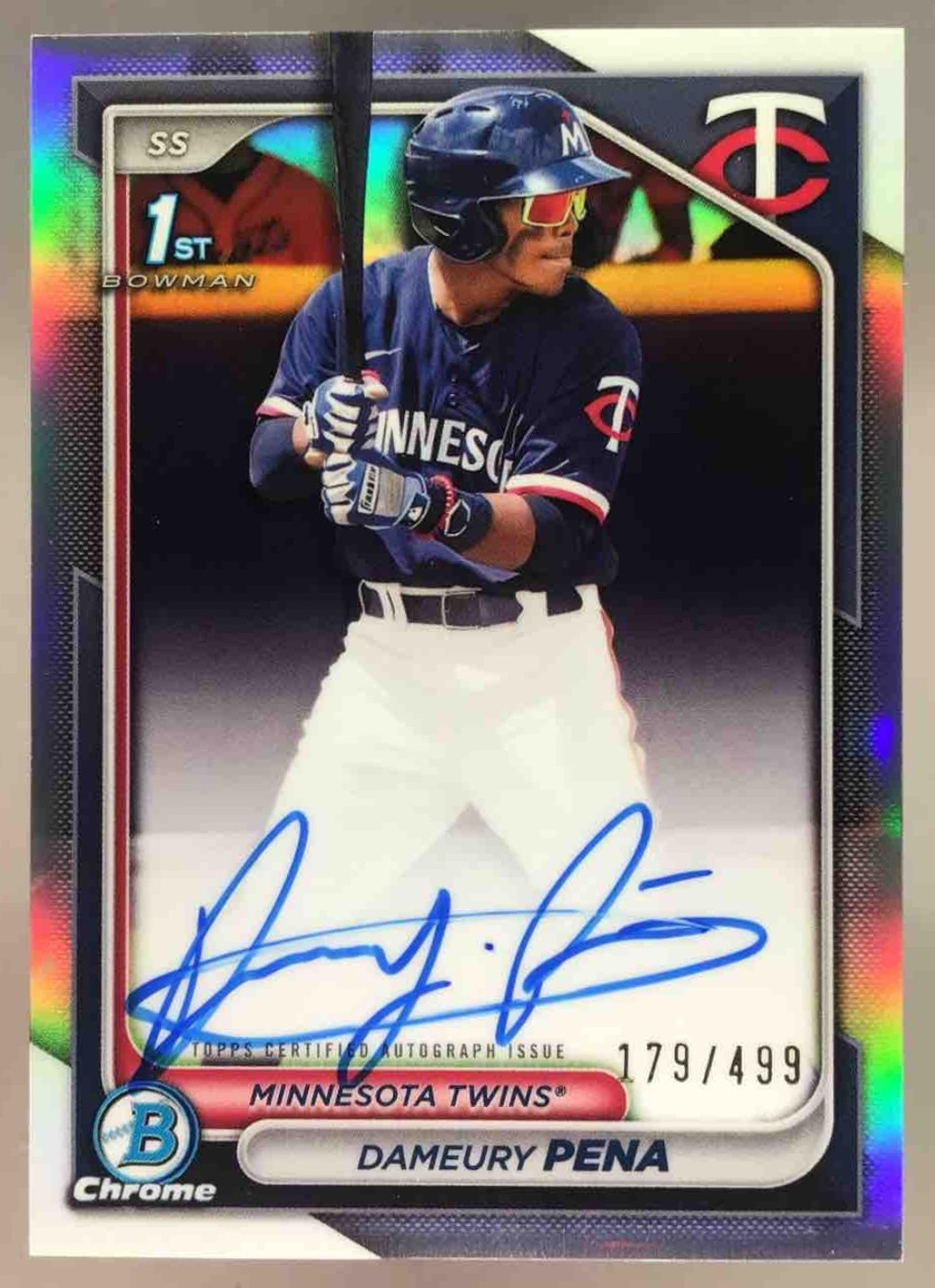 Dameury Pena 2024 Bowman Chrome Refractor 1st Prospect Auto /499 #CPA-DPE Twins