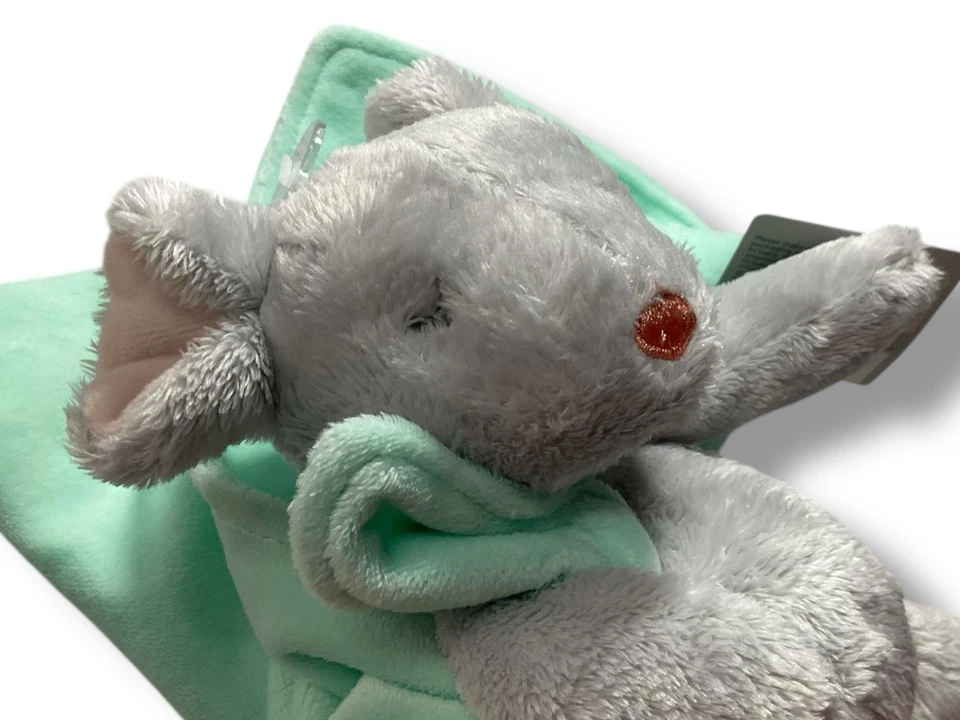 Manta de seguridad Carter's Mouse gris verde menta bebé Lovey etiquetas de sonajero adjuntas Foto 3 de 4