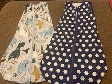 Lot 2 GUNTAIL Baby Sleep Sack Swaddle 3Way Adjustable Rayon Cotton Blues 3-6 Mo