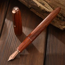 Hongdian A10 Natural Wooden Fountain Pen EF F Nib with Converter Writing Pen