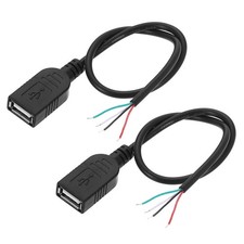 Micro USB Female to 4Pin Bare Wire 28AWG 12", 2Pcs Open End Pigtail Power Cable