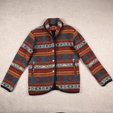 Vintage Woolrich Jacket Women Large Aztec Southwestern Wool Blanket Made USA 90s