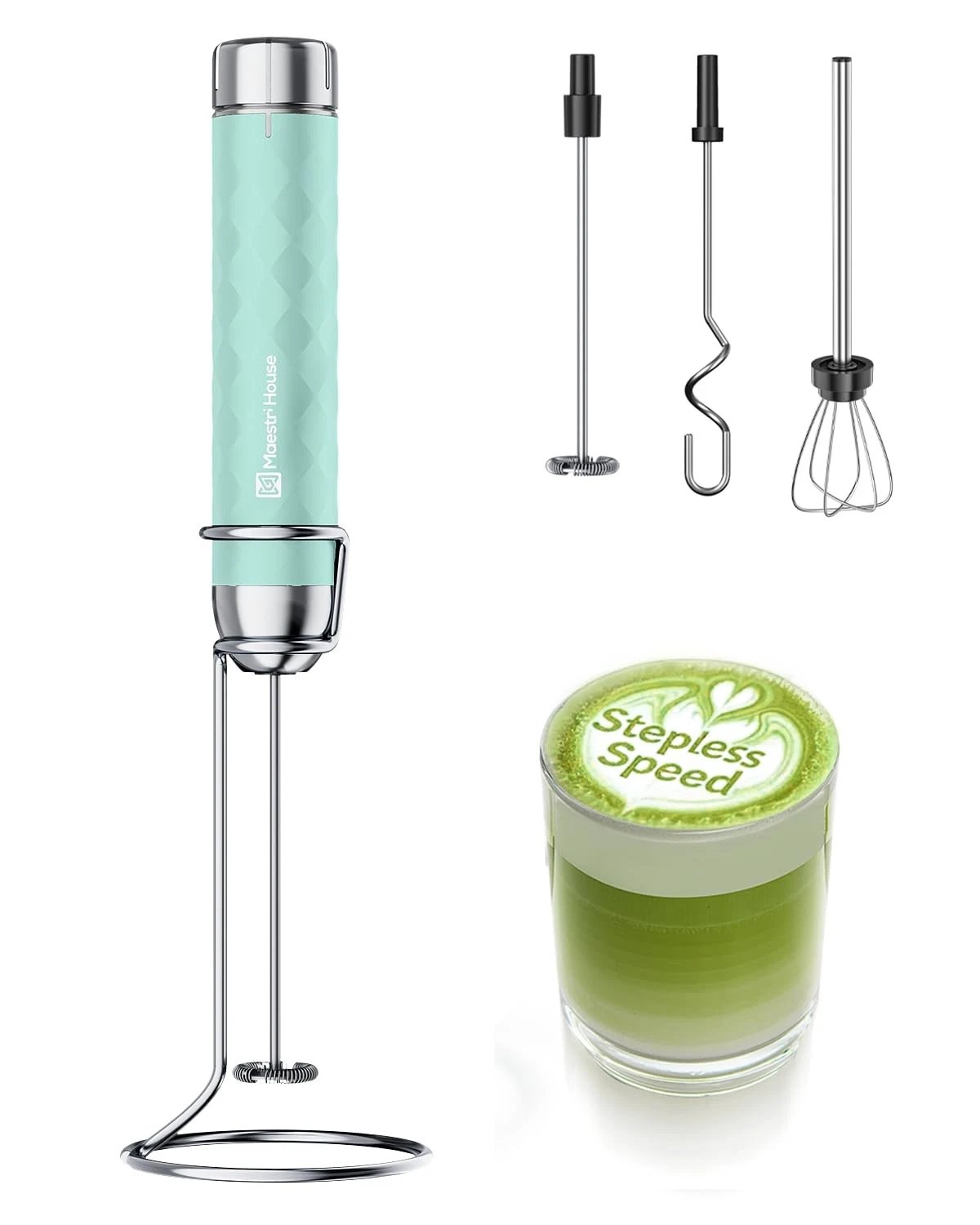 Milk Frother Handheld, Electric Whisk with Stepless Speed ​​Control, Recharge...