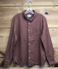 Flint And Tinder Long Sleeve Button Down Shirt Mens Size Large Rust Burnt Orange