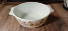 VINTAGE PYREX PEACH FLORAL CASSEROLE - MADE IN ENGLAND - 1-1/2 QUART
