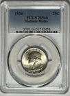 1934 MEDIUM MOTTO WASHINGTON QUARTER PCGS MS 66