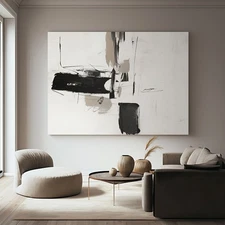 Gray Hand Painted on Oil Painting Home Decor Minimalism Abstract Wall Art 